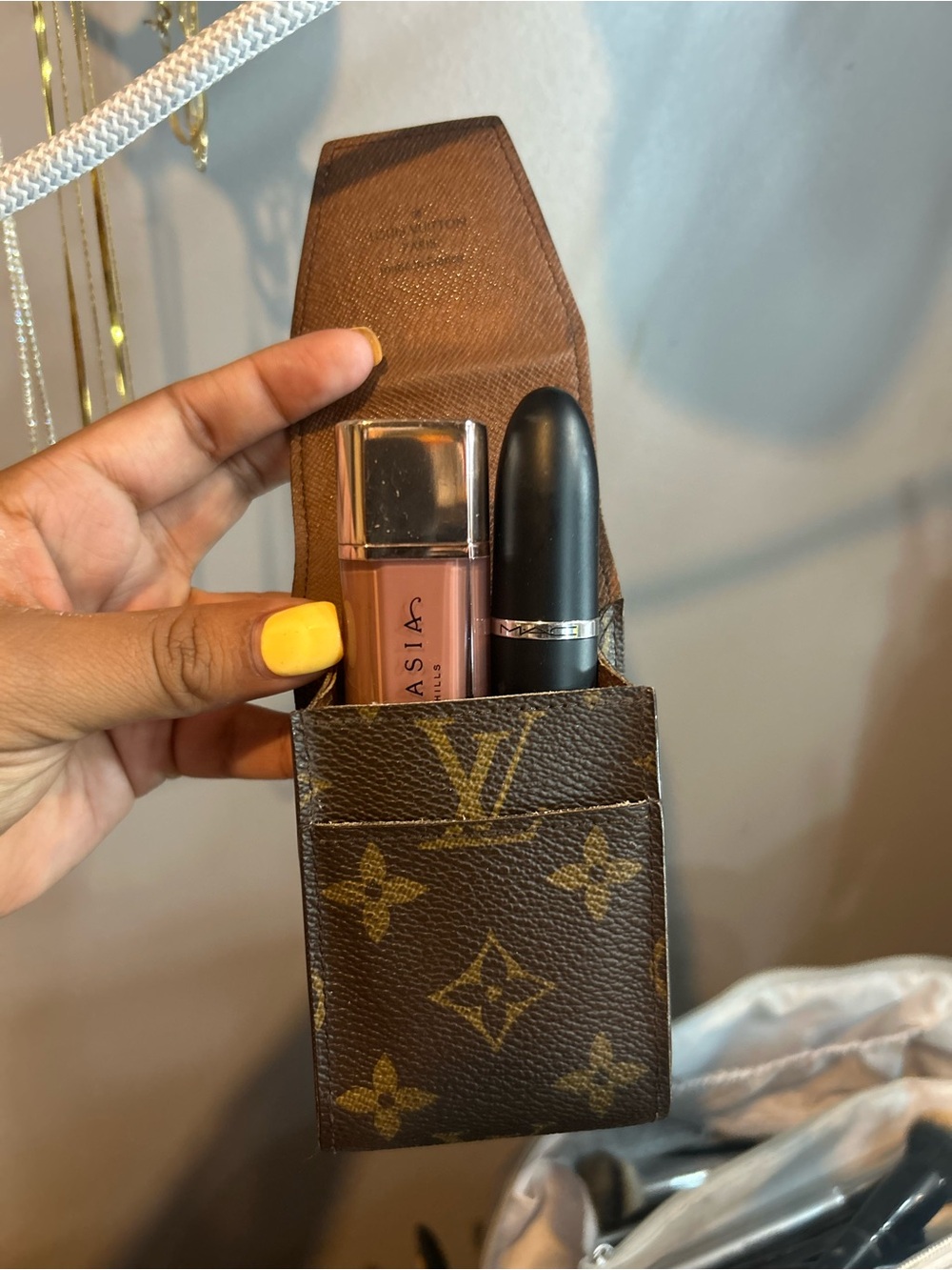 Louis Vuitton Brown Monogram Leather Double Lipstick Holder